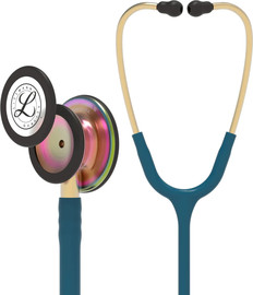 Littmann סטטוסקופ ליטמן קלאסיק צבע כחול קריביאן מתכת זהובה גימור קשת. דגם 5807. ממברנה כפולה. יבוא רשמי לישראל.