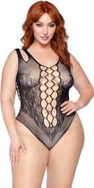 Leg Avenue בגד גוף רשת סקסי 81641X PLUS SIZE ,שחור