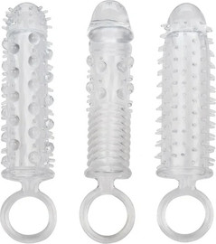 CalExotics סט 3 שרוולי הארכה ועיבוי ממושקצים עם טבעת אחיזה | ,שקוף