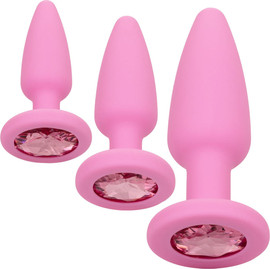 CalExotics סט 3 פלאגים אנאלים מסיליקון | Crystal Booty Kit ,ורוד
