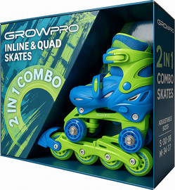 Grow רולר בליידס משולב גלגליות 2ב1 מידה 34-37 דגם Combo Skates2in1 Medium צבע כחול