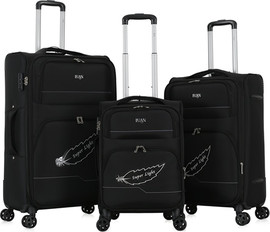 Luan סט 3 מזוודות בד 20"/24"/28" דגם HORIZON מבית המותג היוקרתי Luan-שחור