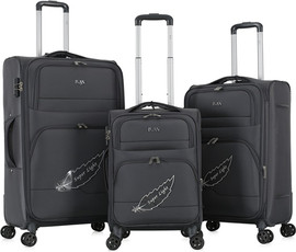 Luan סט 3 מזוודות בד 20"/24"/28" דגם HORIZON מבית המותג היוקרתי Luan-אפור