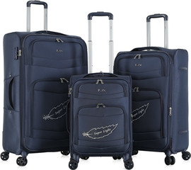 Luan סט 3 מזוודות בד 20"/26"/30" דגם MONACO מבית המותג היוקרתי Luan-נייבי