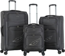 Luan סט 3 מזוודות בד 20"/26"/30" דגם MONACO מבית המותג היוקרתי Luan-אפור