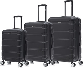 Ezzyroll סט 3 מזוודות יוקרתיות 20'/24"/28" דגם New York של המותג Ezzyroll- שחור