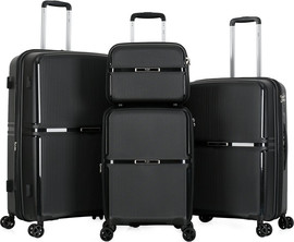 Luan סט 3 מזוודות קשיחות 20"/25"/29" + תיק קוסמטיקה 14" דגם ORLANDO מבית המותג היוקרתי Luan-שחור