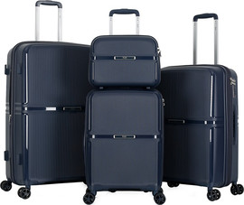 Luan סט 3 מזוודות קשיחות 20"/25"/29" + תיק קוסמטיקה 14" דגם ORLANDO מבית המותג היוקרתי Luan-נייבי