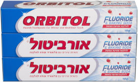 אורביטול משחת שיניים עם פלואוריד וסודה להלבנה