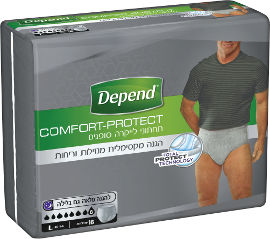 דיפנד Comfort-Protect תחתוני לייקרה סופגים לבריחת שתן, גברים L, מגה פק
