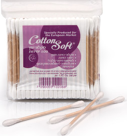 Cotton Soft צימרוני אוזניים מעץ 100 יחידות