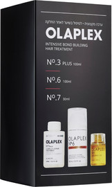 OLAPLEX סט קרם משקם לעיצוב השיער מספר 6 + טיפול אינטנסיבי מספר 3 +  שמן משקם מספר 7 + מברשת שיער