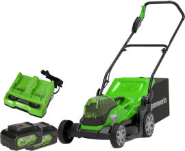 Greenworks מכסחת דשא 36 ס"מ 48V (2X24V) עם 2 סוללות 4Ah ומטען Greenworks