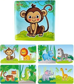 Pit Toys ספר אמבטיה 4 עמודים - חיות הג'ונגל