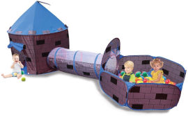 I AM Toys סט המשחקים המושלם: אוהל טירה עם בריכת כדורים ומנהרת זחילה + 50 כדורים - כחול