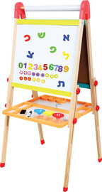 I AM Toys לוח ציור דו צדדי גיר / נייר ומגנט עם אפשרות כיוונון גובה, מדף אביזרים, גליל נייר וסט מגנטים א'-ב'