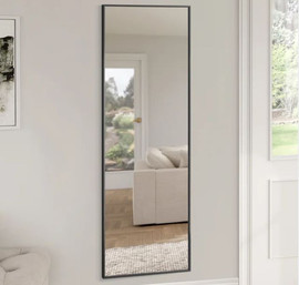 HOME-PRO מראה מלבנית לתליה+מסגרת אלומיניום בצבע שחור 47/157/2.5 ס"מ
