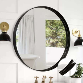 HOME-PRO מראה עגולה עם מסגרת עמוקה קוטר 60 ס"מ בצבע שחור