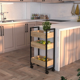 HOME-PRO עגלת שירות בגוון שחור ועץ דגם RHT-83095