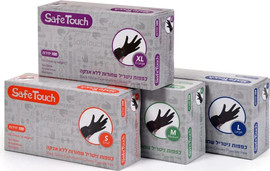 Safe Touch כפפות ניטריל שחורות ללא אבקה 100 יחידות מידה: XL