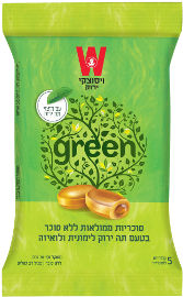 ויסוצקי סוכריות ממלואות ללא סוכר בטעם תה ירוק לימונית ולואיזה