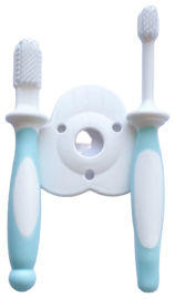 Miya Baby סט 2 מברשות שיניים הראשונות לתינוק מסיליקון עם מגן בטיחות - תכלת