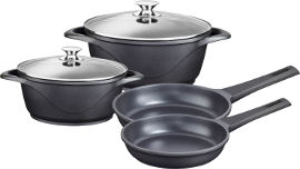 MORPHY RICHARDS סט סירים ומחבתות יציקת אלומיניום 6 חלקים 20+24 סדרת BLACK SHALE מקט MRF10020/24 + MRHC20020/24