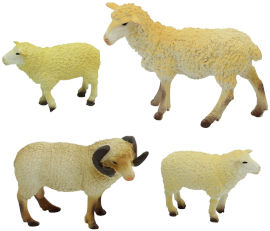 Pit Toys סט משפחת חיות פלסטיק למשחק ושעשועי דמיון - כבשים