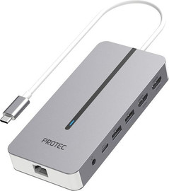 Protec תחנת עגינה 7 ב-1 חיבור USB-C דגם מבית Protec - תואם מחשבי PC ו-Mac