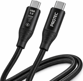 Protec כבל USB Type-C ל-Type-C USB 5.0 240W 8K באורך 1 מטר Protec