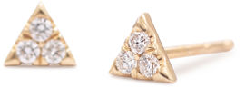 My-D Jewelry עגילי זהב בצורת משולש קטן משובצים יהלומים