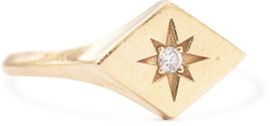 My-D Jewelry טבעת זהב בצורת מעוין משובצת יהלום