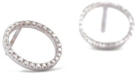 My-D Jewelry עגילי עיגול חלול מזהב לבן ויהלומים