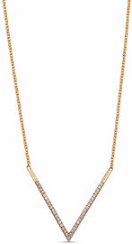 My-D Jewelry שרשרת זהב צהוב וי משובץ יהלומים