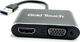 Gold Touch מתאם וידאו USB 3.0 לחיבורי HDMI ו-VGA מבית Gold Touch דגם E-USB3-VGHD