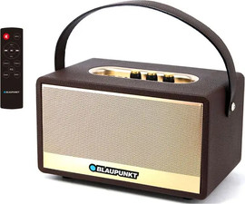 Blaupunkt רמקול בחיבור Bluetooth נייד בעיצוב רטרו עם שלט שחור