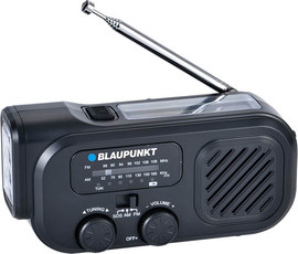 Blaupunkt רדיו נייד משולב פנס לד ומטען נייד - כולל פאנל סולארי ודינמו Blaupunkt בלאונקפונט BP-1850X שחור