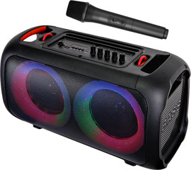 Blaupunkt בידורית Bluetooth רמקול נייד עם מיקרופון אלחוטי + LED שחור