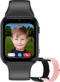 MeWatch MeWatch K12 Light Black +שעון חכם לילדים + רצועת בד שחורה + רצועת בד ורודה + סים מובנה LBS