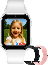 MeWatch MeWatch K12 Light white שעון חכם לילדים + רצועת בד שחורה + רצועת בד ורודה + סים מובנה LBS