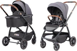Infanti עגלת תינוק משולבת כולל אמבטיה וטיולון דגם Leona צבע העגלה אפור