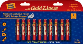 Gold Line 10 סוללות 1.5V AA Gold Line גולד ליין SPAB-LR6-10 אקסקלוסיב