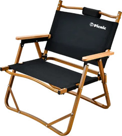 פיקניק כיסא קמפינג דמוי עץ | Woodlook Chair - שחור