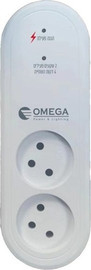 OMEGA מגן ברקים ונחשולי מתח אנכי Omega עם 2 שקעים והשהיה | OM-GS11-2VR