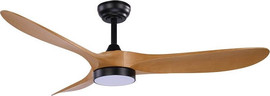 Norther מאוורר תקרה 52" כולל תאורת LED משתנה ושלט Norther נורטר York 52 CCT - שחור/עץ
