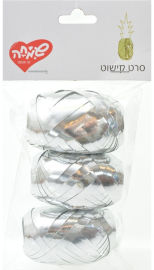 שמחה זה אנחנו ביצי קישוט סרט מטאלי 3 יח - כסף