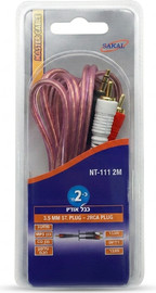 SAKAL כבל AUX 3.5 מ״מ ל-2RCA באורך כ-2 מטר Master Cable – שמע סטריאו איכותי למגבר, רמקולים, טלוויזיה ורכב