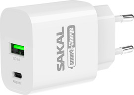 SAKAL מטען קיר מהיר 20W USB + Type-C – מתאים ל-iPhone, Galaxy ומכשירים תומכי טעינה מהירה