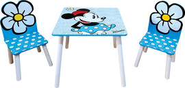 Disney שולחן עץ מיני מאוס + 2 כיסאות