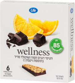 Life Wellness חטיפי דגנים תפוז ושוקולד מריר בתוספת ויטמין C